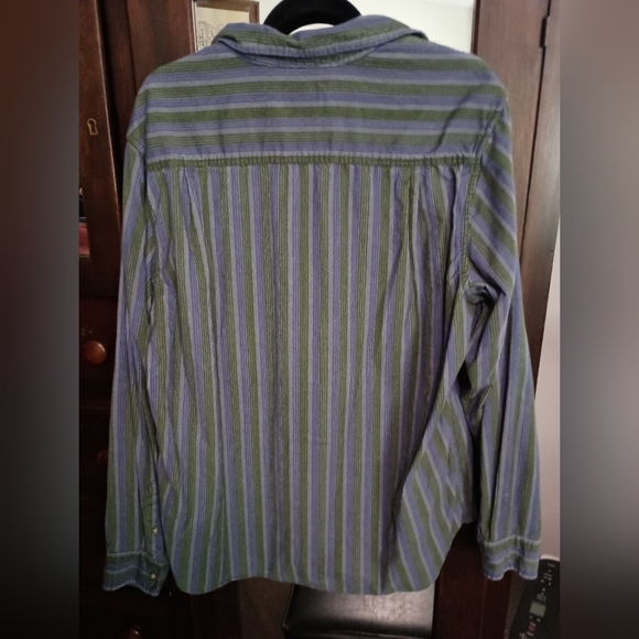 BDG Men's Corduroy Green and Blue Striped Shirt_Large - Picture 3 of 9